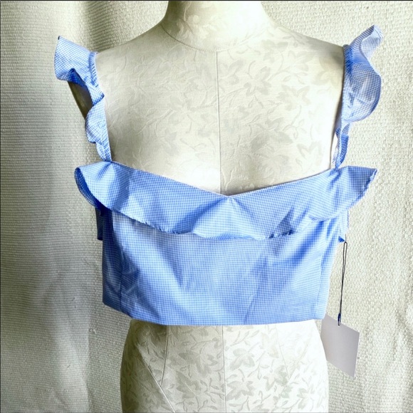 Majorelle Revolve Bra Crop Top XL Check Gingham Print Halloween Costume Dorothy - Picture 2 of 8